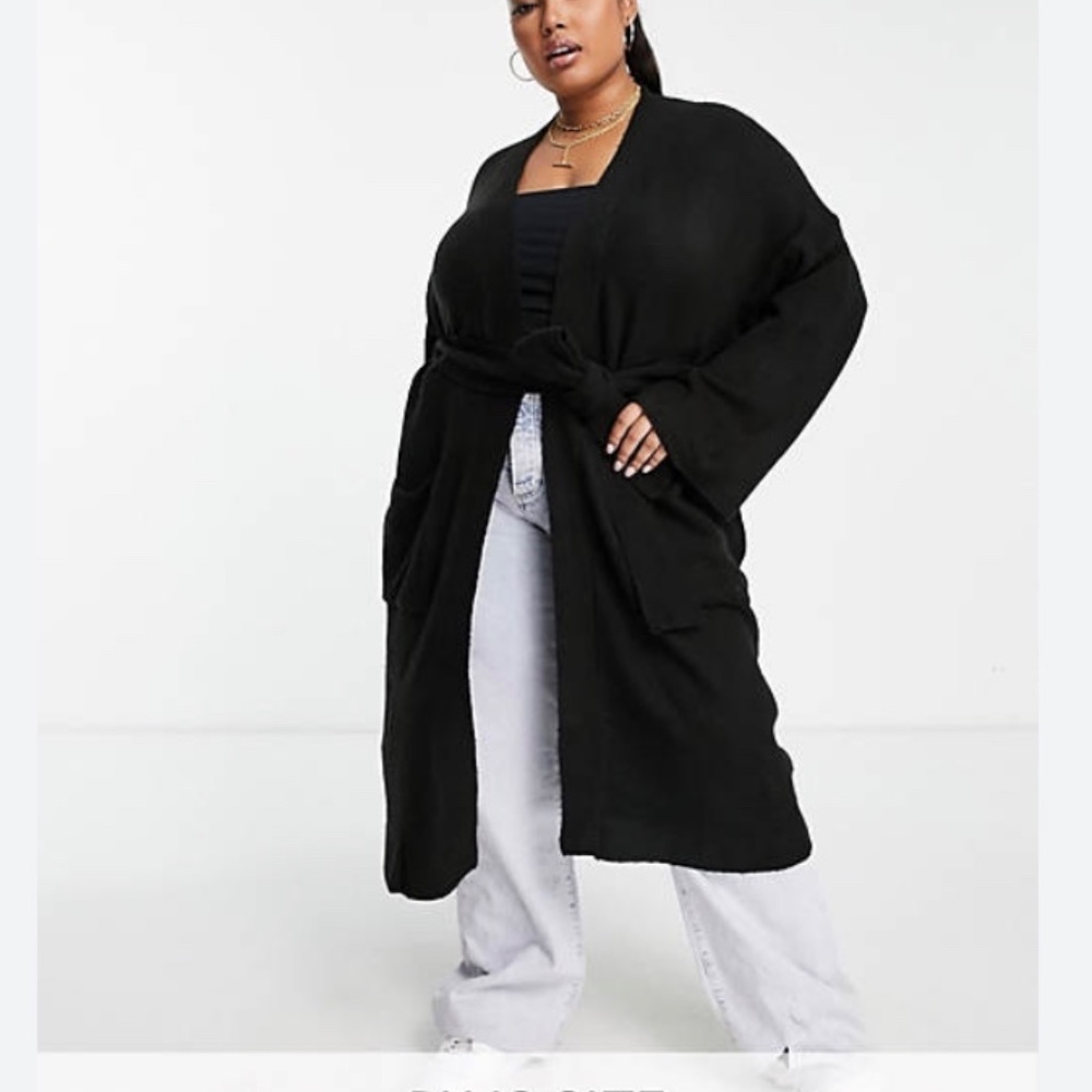 New ASOS Threadbare Emerald Longline Tie Waist Cardigan Size 16